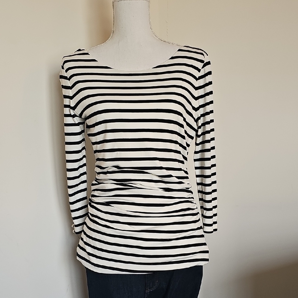 WHBM Black and White Striped Women's Top